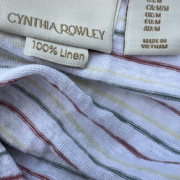 Cynthia Rowley Women’s size M, linen top multicolor stripe round neckline - Picture 5 of 5